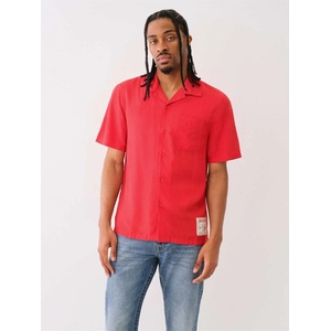 True Religion Риза True Religion Men's Camp Collar Short-Sleeve Plain Shirt - Lava