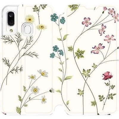 Pouzdro Mobiwear parádní flip Samsung Galaxy A40 - MD03S Tenké rostlinky s květy