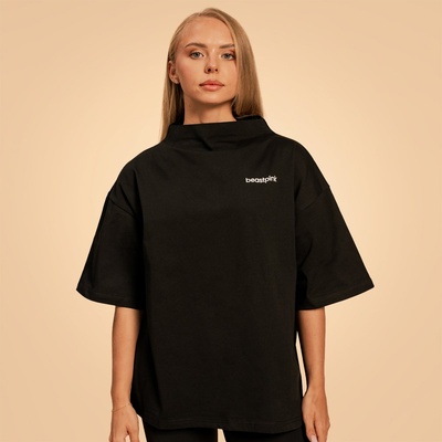 GymBeam BeastPink Дамски топ Bliss Oversized Black XS
