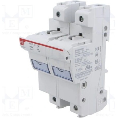 DF ELECTRIC 485304 Zásuvka; 22x58mm; na přípojnici DIN; 100A; 690VAC; Póly: 2; IP20