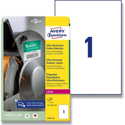 Avery Zweckform L7917-10 ultra odolné etikety 210 x 297 mm 10 etiket bílá