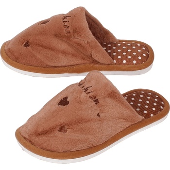 Image 1 of Дамски пантофи в цвят капучино със сърца и точки