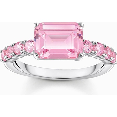 Thomas Sabo TR2451 051 9 Silver solitaire ring w. pink-coloured stones