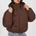Brave Soul Дамско яке Brave Soul Womens Oversized Fit Short Puffer Jacket with Hood - Chocolate