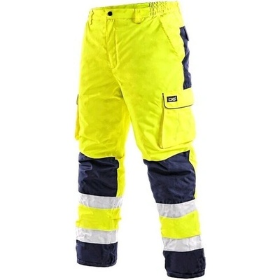 Canis CXS CARDIFF HI VIS výstražné montérkové nohavice do pása ZATEPLENÉ ŽLTÁ čierna