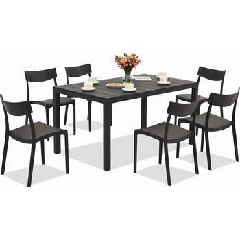 BICA Комплект градински мебели King/Provence в цвят антрацит за 6 души Bica (BC440ANT-6xBC308ANT)