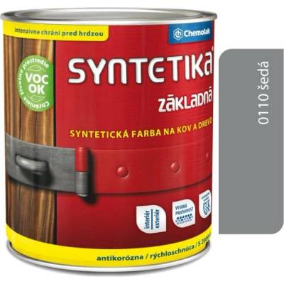 Chemolak SYNTETIKA S 2000 U základní syntetická matná barva na kov a dřevo 0,6 l 0110 Šedá