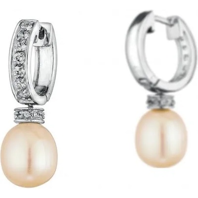 Swan Сребърни обици със сладководни бели перли IE0397W Swan