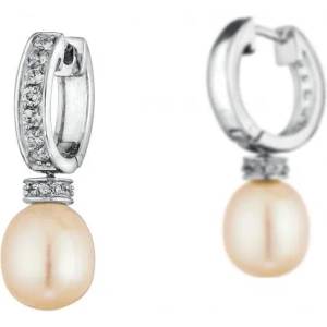 Swan Сребърни обици със сладководни бели перли IE0397W Swan