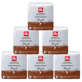 illy IperEspresso Бразилия 100% Арабика капсули за кафе, опаковка от 6 x 18 броя