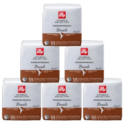illy IperEspresso Бразилия 100% Арабика капсули за кафе, опаковка от 6 x 18 броя