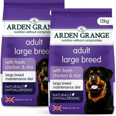 Arden Grange Възрастни големи породи с прясно пиле и ориз 2 x 12 кг