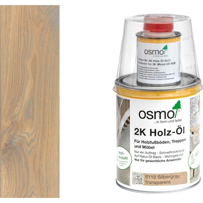 Osmo 2K Wood Oil 6112 Сребърно сиво - двукомпонентно масло за дървесина 1л (2925)