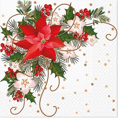 PAW ubrousky L Poinsettia Composition 33x33cm