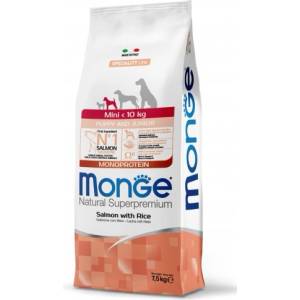 Monge Natural Superpremium Mini Puppy and Junior Monoprotein Salmon with Rice - пълноценна суха храна за подрастващи кученца от дребните породи със сьомга и ориз - 7, 5 кг, Италия - 1068