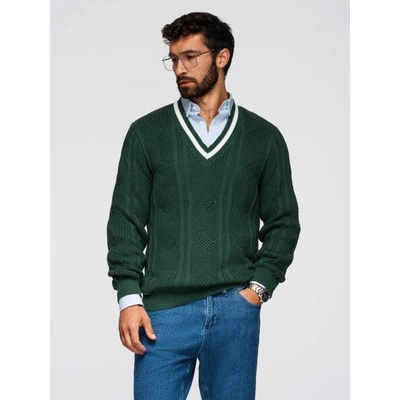 Elegantný pletený sveter pre pánov V3 OM-SWSW-0151 zelený