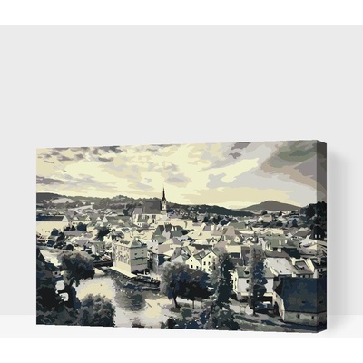 Painting Queens Painting Queens Český Krumlov v odstínech šedi 80 x 120 cm plátno na rámu