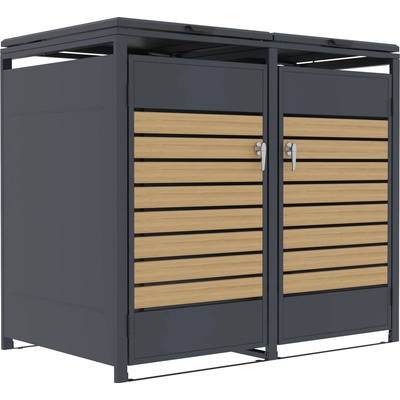 G21 132x117x80 cm antracitový s dekorom dreva G21
