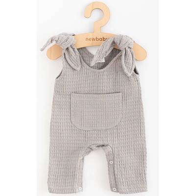 New Baby Dojčenské mušelínové zahradníčky Comfort clothes sivá