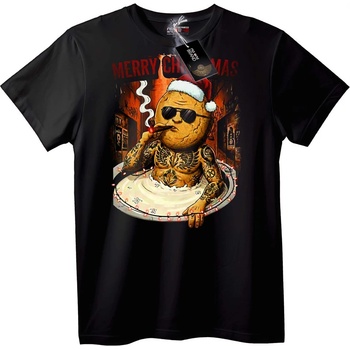 NOONEBRAND Тениска Весела Коледа Байкер джинджифилово човече - 2XL, White