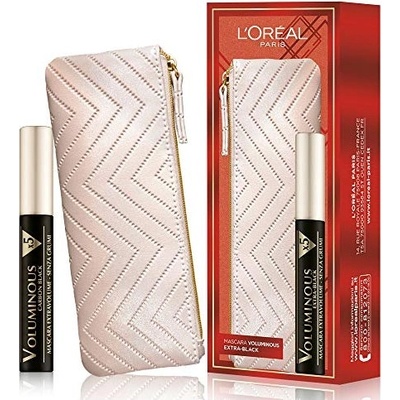 L'Oréal Комплект LOreal Paris: Текстилна чантичка за гримове крем + обемен X5 обем спирала екстра черен 75 ml