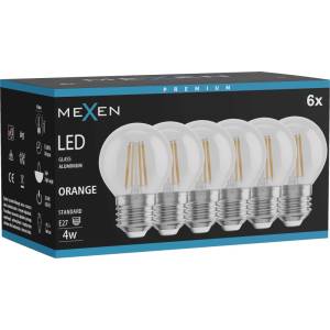 Mexen Vintis 6x LED филаментна крушка E27, G45, 4W, 55 lm, оранжево - L156-E27-04XX-48x06 (L156-E27-04XX-48x06)