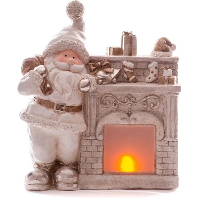 MagicHome Dekorácia Santa pri krbe 12 LED 3xAAA keramika 38x16x44 cm