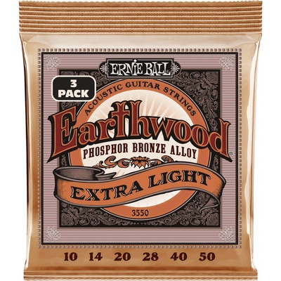Ernie Ball Earthwood Phosphor Bronze Extra Light 3 Pack
