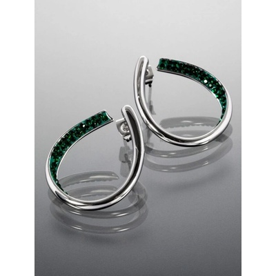 Prosperk náušnice s tmavě zelenými zirkonky S0284