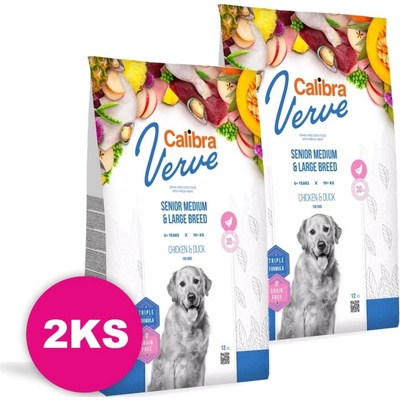 Calibra Dog Verve GF Senior M&L Chicken & Duck 2 x 12 kg