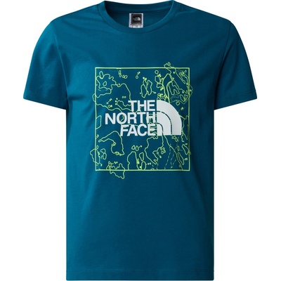 The North Face Детска тениска teen new s/s graphic tee blue moss/lemon yellow - m (nf0a877wyao)