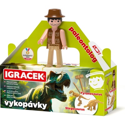 EFKO Igráček Paleontolog figurka s vykopávkami dinosaurů Tyranosaura a Stegosaura – Zboží Dáma