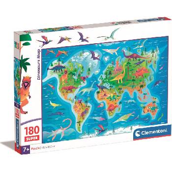 Image 1 of Clementoni - Puzzle Supercolor Puzzle Dinosaurs Map - 180 piese