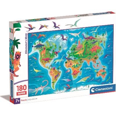 Clementoni - Puzzle Supercolor Puzzle Dinosaurs Map - 180 piese