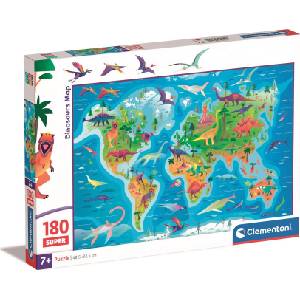 Clementoni - Puzzle Supercolor Puzzle Dinosaurs Map - 180 piese