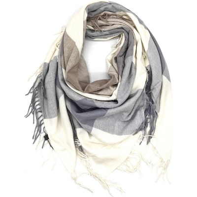 Classic Scarf dámská pánská vlněná kostkovaná šála smetanová holubí šeď – Sleviste.cz
