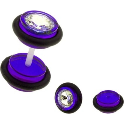 Šperky eshop falešný plug do ucha UV barevná kolečka zirkon AC8.20 Fialová