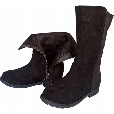 Semišové kozačky čierne