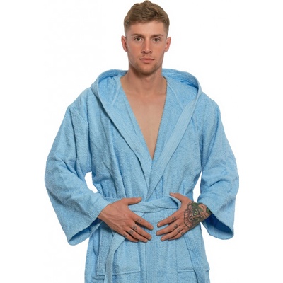Interkontakt pánský župan s kapucí light blue