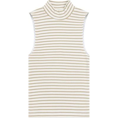 KnowledgeCotton Apparel Дамски топ KnowledgeCotton Apparel Women's High Neck Rib Top - Creme Stripe (916-6670-0313)