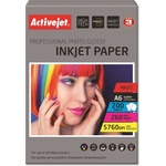 Activejet Activejet AP6-260GR200 Фотохартия за мастилни принтери, A6, гланцирана, 200 броя (AP6-260GR200)