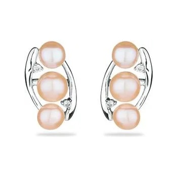 Image 1 of Swan Сребърни обици с естествена перла и циркон FN701ER Swan