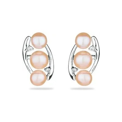 Swan Сребърни обици с естествена перла и циркон FN701ER Swan