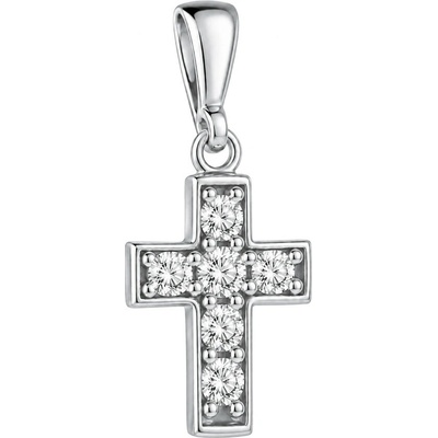 Argento Stříbrný přívěsek křížek čiré kulaté zirkony 85784
