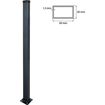 EKOfence plotový stĺpik 60x40mm s pätkou ZnPVC 1800mm antracit 4096
