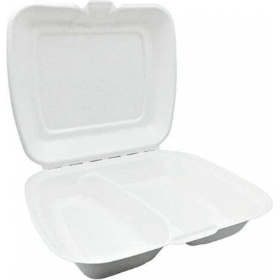 Menu box z třtiny 2-sekce 230x205x70mm (50ks) Love Nature