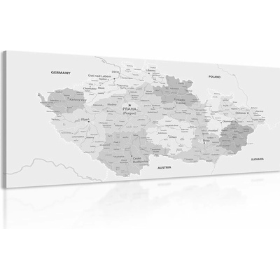 Obraz elegantná sivá mapa Česka