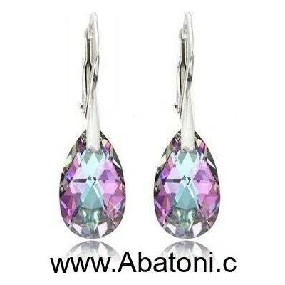 Swarovski Elements Pear krystal stříbrné náušnice visací fialová slza, kapky 31242.3