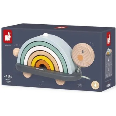 Janod - Дървена играчка за дърпане - Костенурка (J04405)