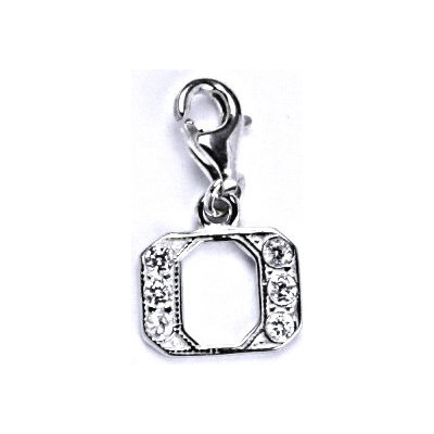 Čištín Stříbrný přívěšek na karabinku se zirkony písmenko O, P 1106